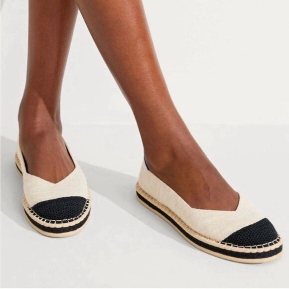 Rothy's Espadrille Black/Cream Flats Sz. 9 - Picture 1 of 5